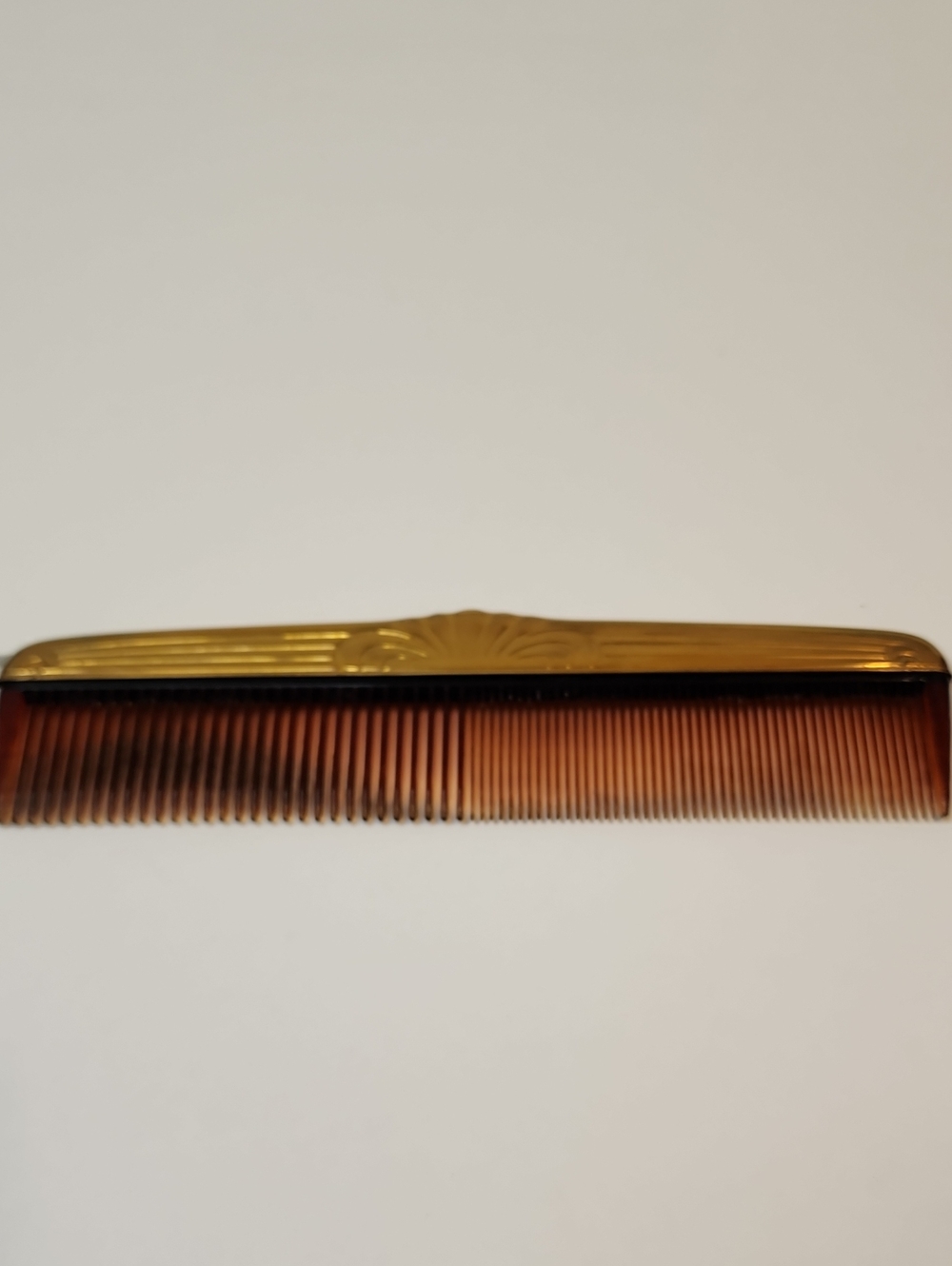 Vintage MCM Tortoiseshell and Brass Dresser Vanity Comb